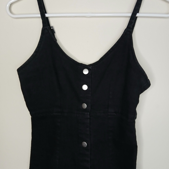 Highway Jeans Black Denim Front Snap Mini Dress - Picture 2 of 6